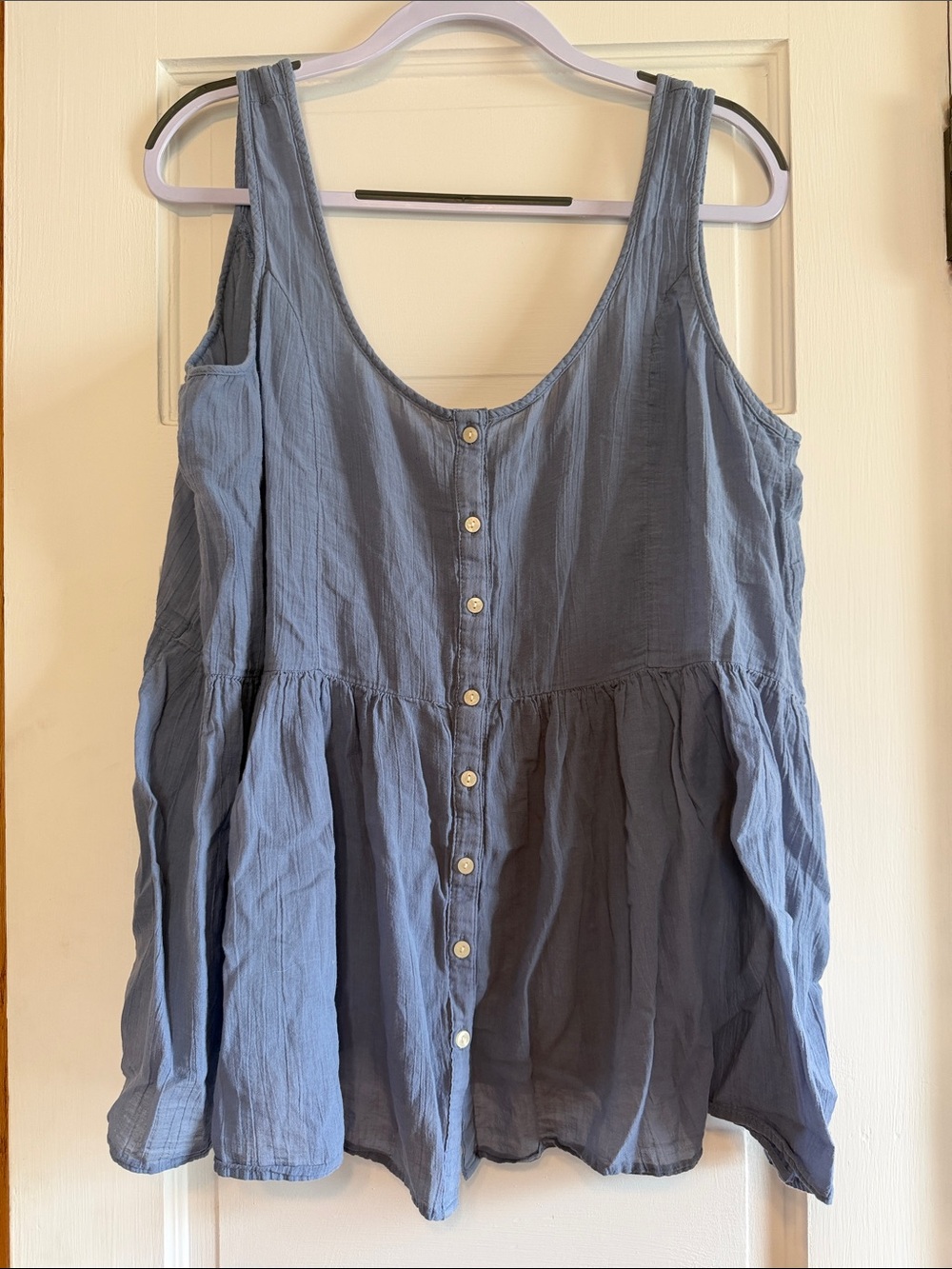 Sleeveless Peplum Tank Tunic in Dusty Blue Size XL